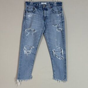 Moussy Vintage Distressed Crop Straight Jeans Size 28 Made in Japan